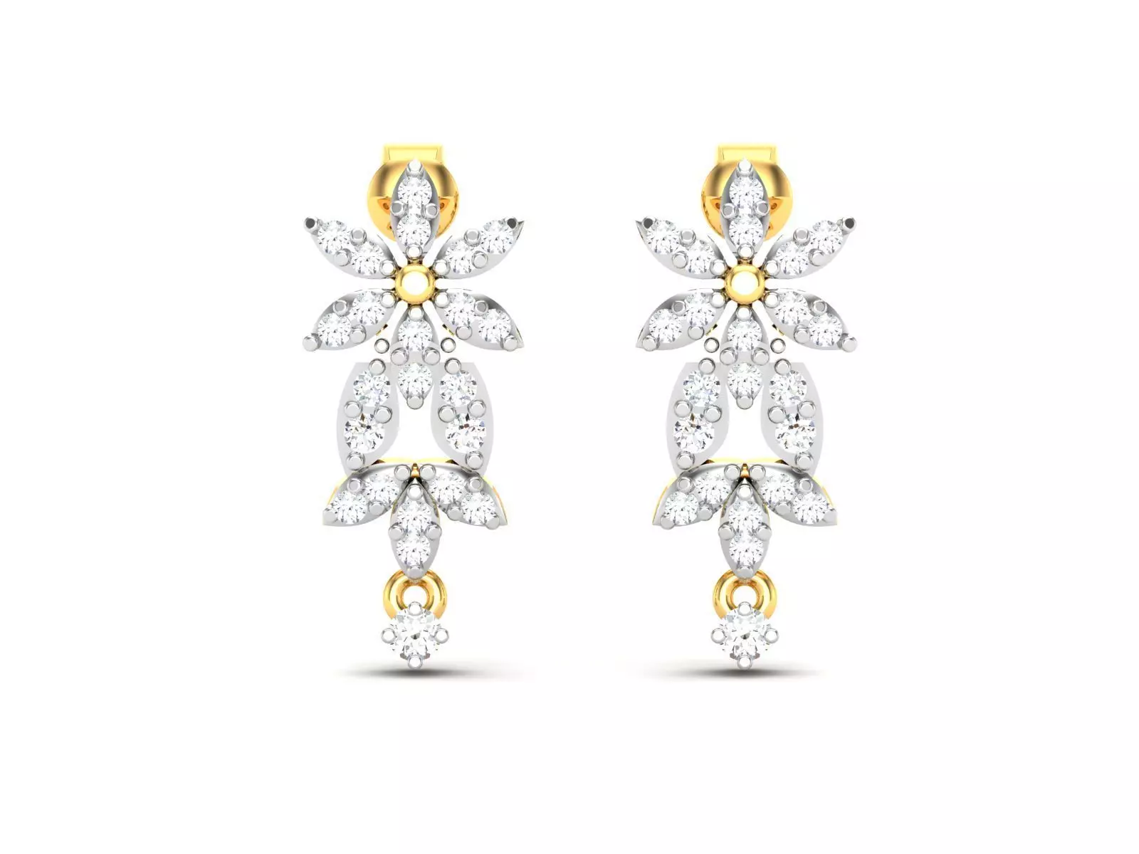 Earrings-2776 diamond earring gold 3D print model_0