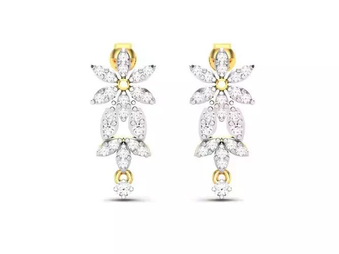 Earrings-2776 diamond earring gold 3D print model