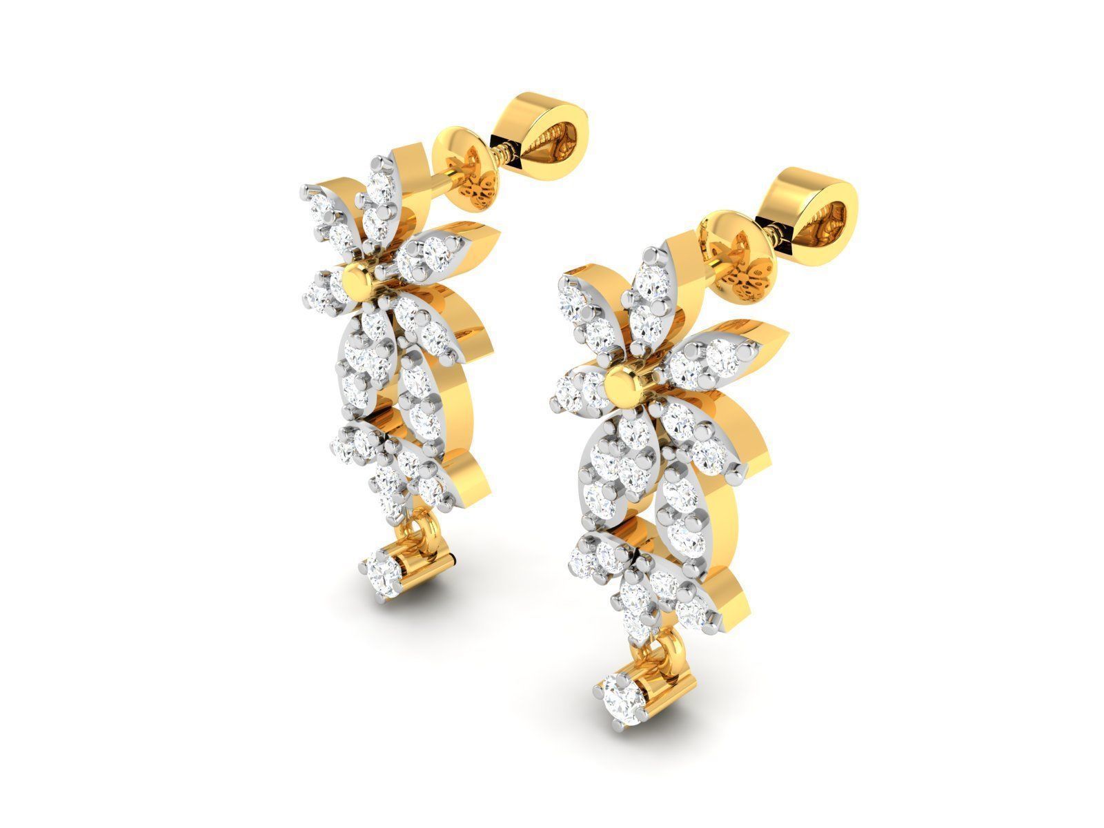 Earrings-2776 diamond earring gold 3D print model_2
