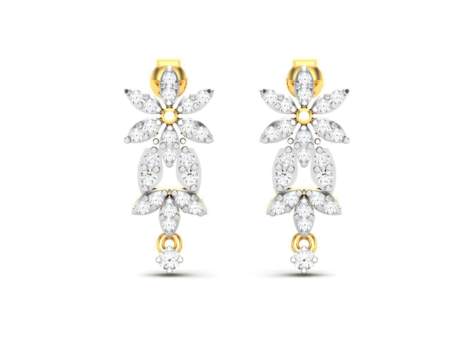 Earrings-2776 diamond earring gold 3D print model_3