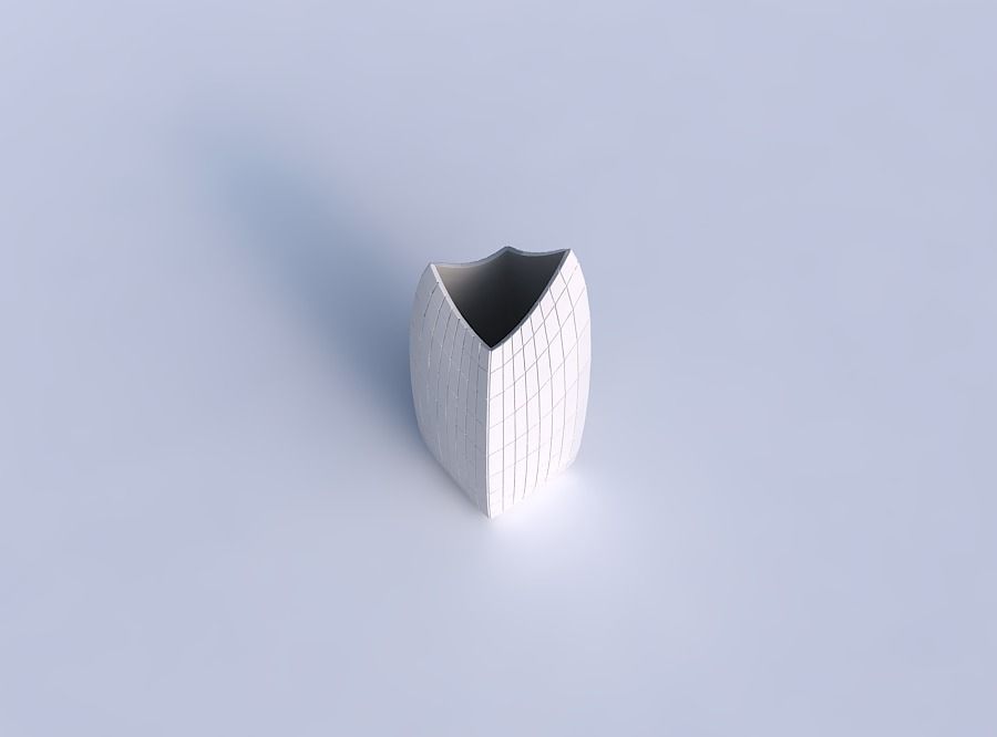 Vase double arc rectangle with grid plates 3D print model_1