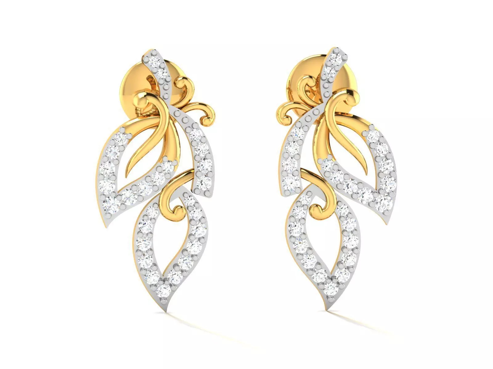 Earrings-2773 gold diamond stud earring 3D print model_0