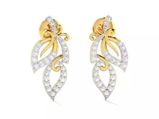Earrings-2773 gold diamond stud earring 3D print model