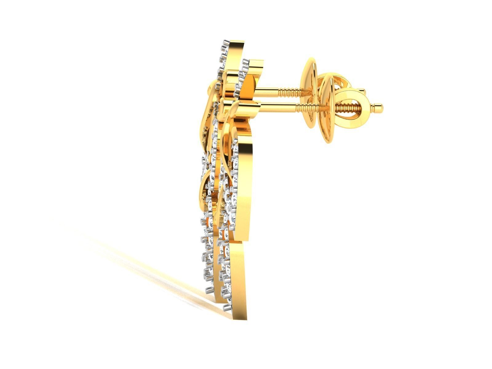 Earrings-2773 gold diamond stud earring 3D print model_3