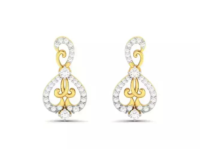 Earrings-2772 diamond earrings in gold 3D print model