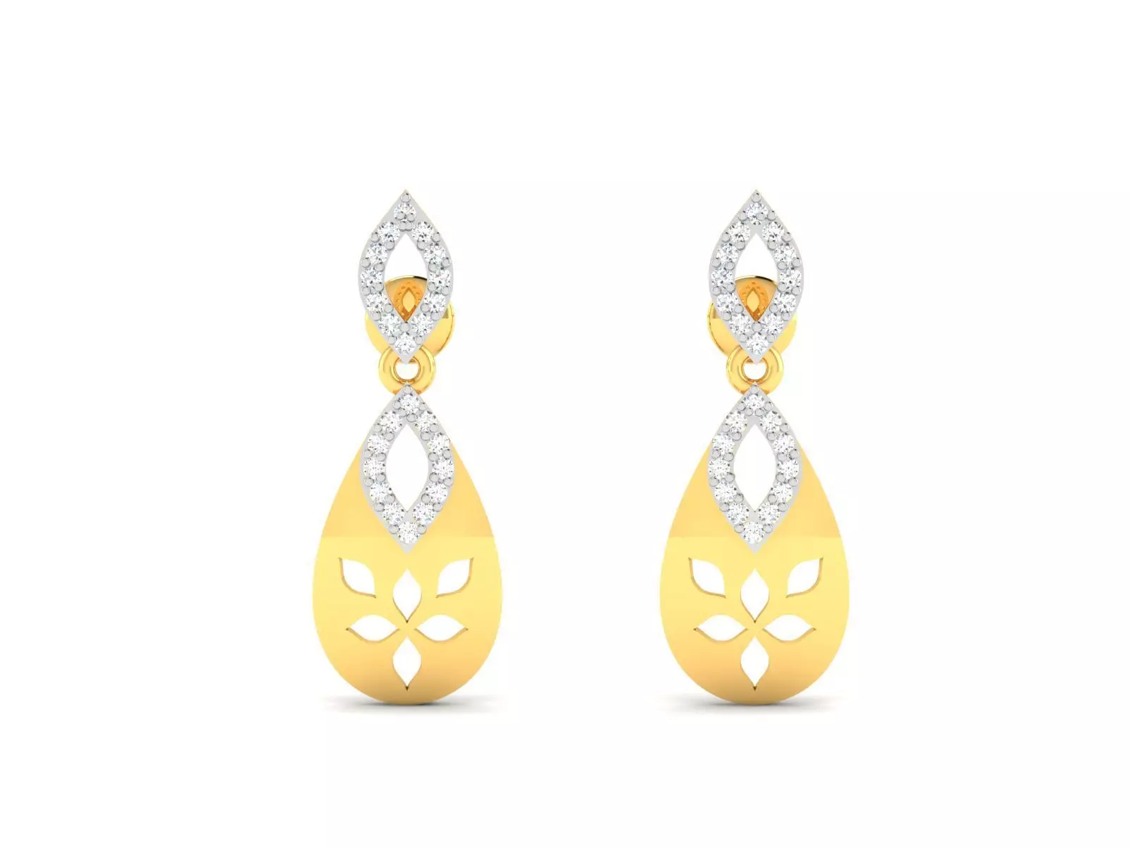 Earrings-2758 gold earring with diamonds 3D print model_0