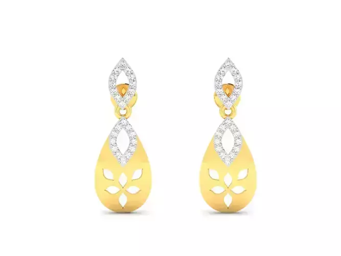 Earrings-2758 gold earring with diamonds 3D print model
