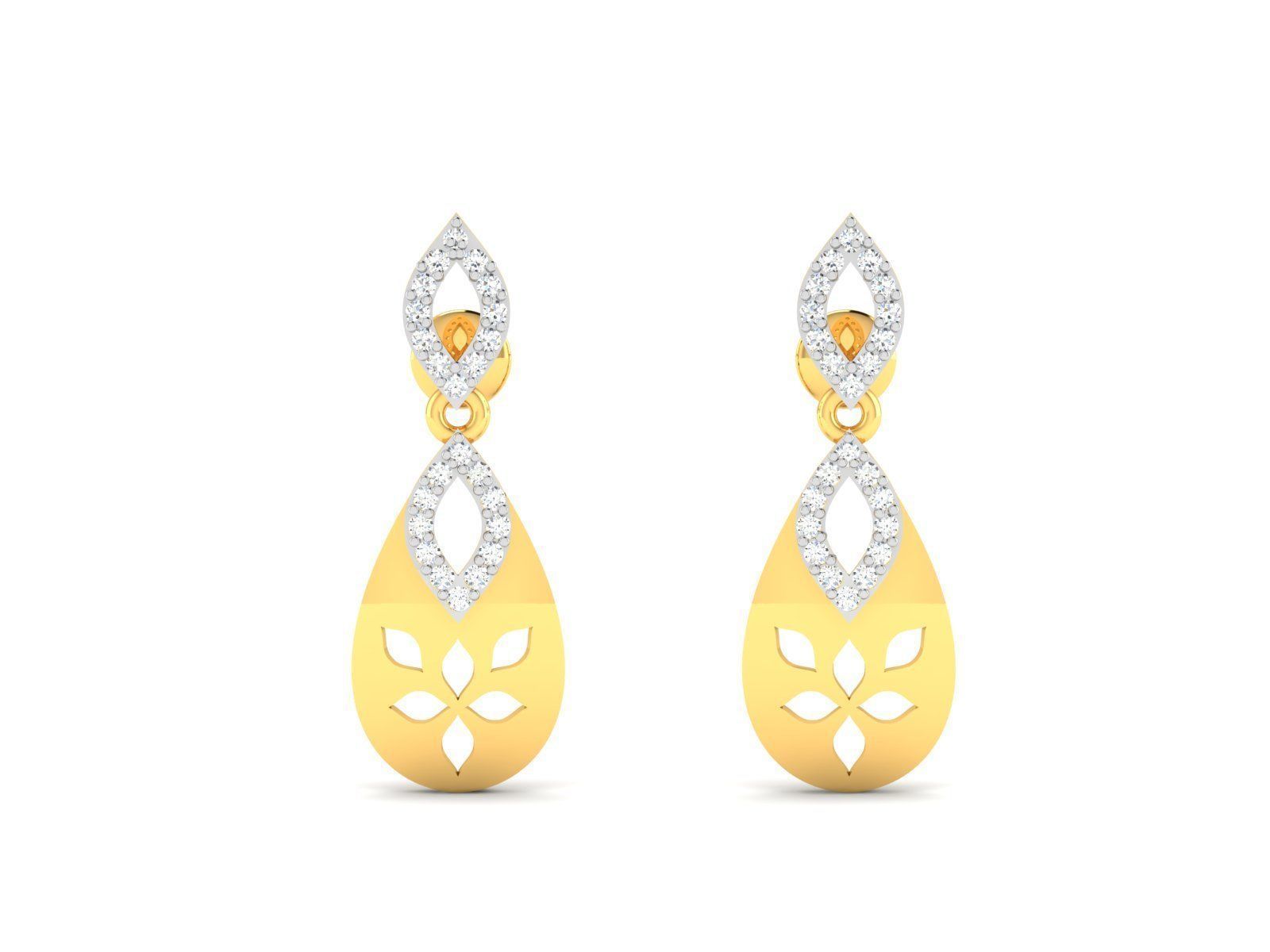 Earrings-2758 gold earring with diamonds 3D print model_3