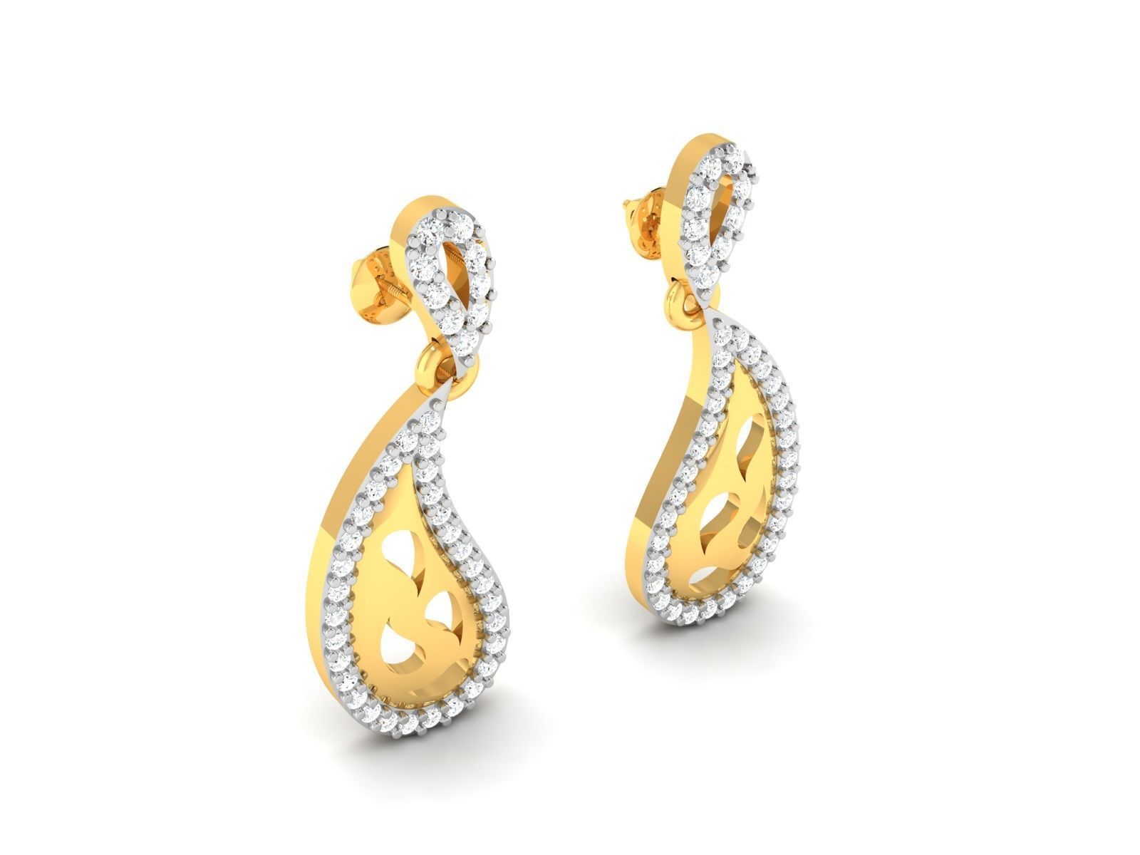 Earrings-2757 gold diamond earring 3D print model_1