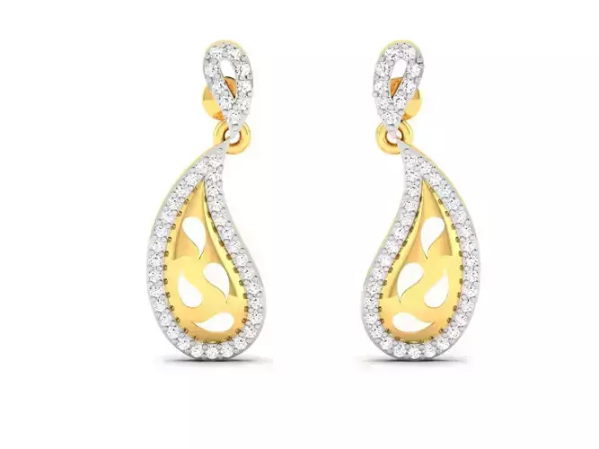 Earrings-2757 gold diamond earring 3D print model