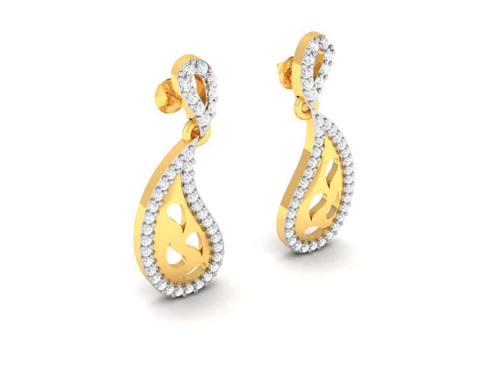 Earrings-2757 gold diamond earring 3D print model_2