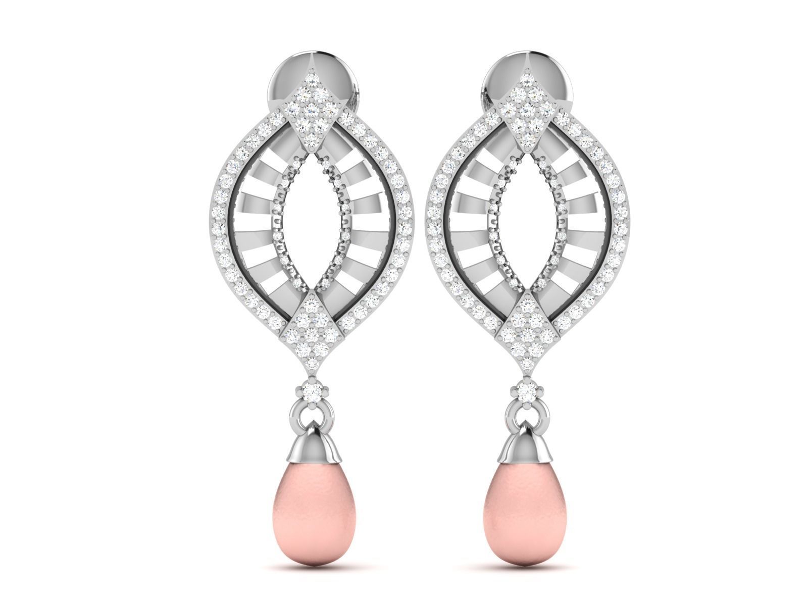 Earrings-2756 pearl and diamond earring 3D print model_3