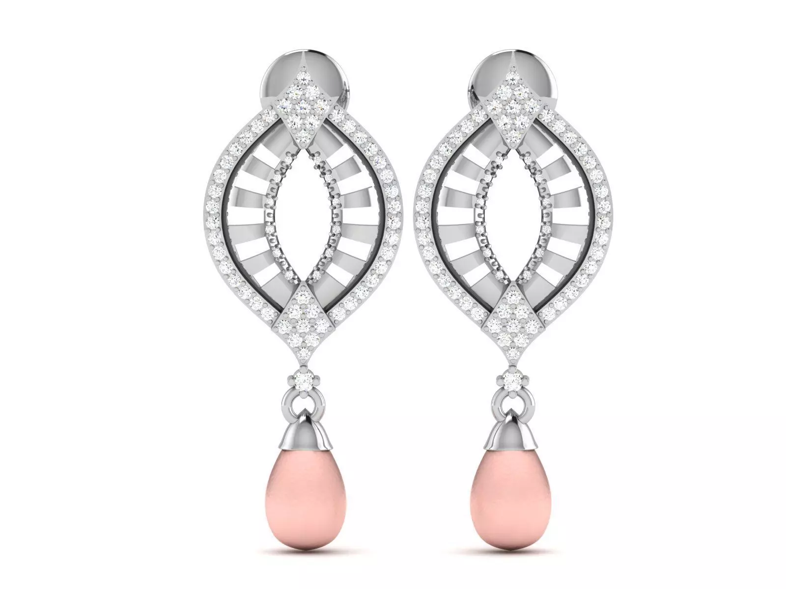 Earrings-2756 pearl and diamond earring 3D print model_0