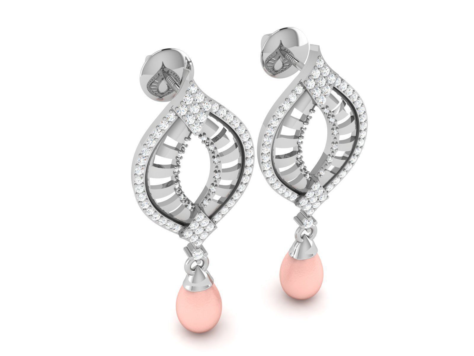 Earrings-2756 pearl and diamond earring 3D print model_2