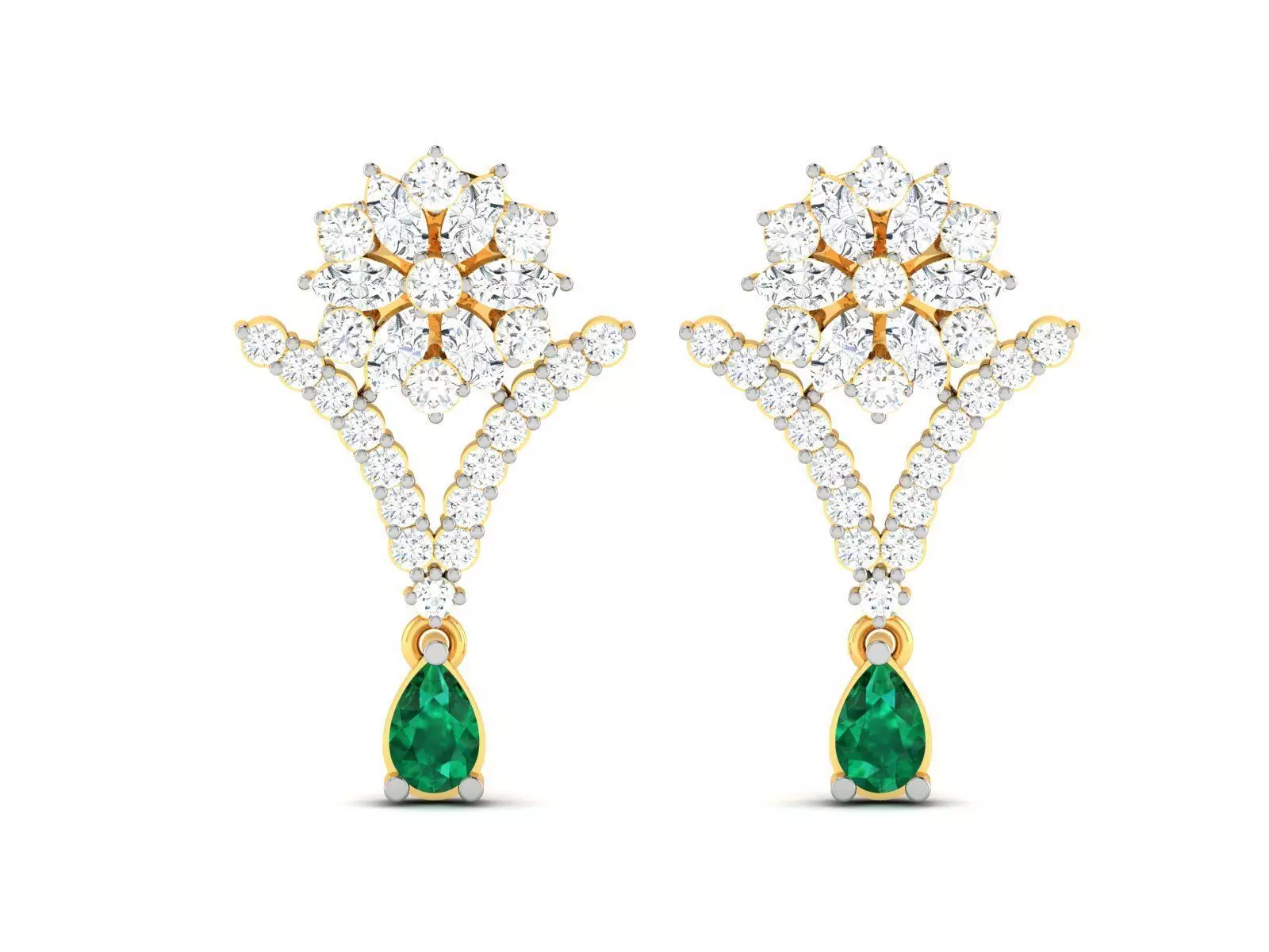 Earrings-2755 emerald and diamond earring 3D print model_0