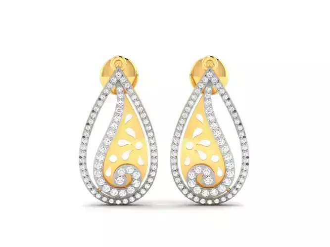 Earrings-2749 diamond earring gold 3D print model