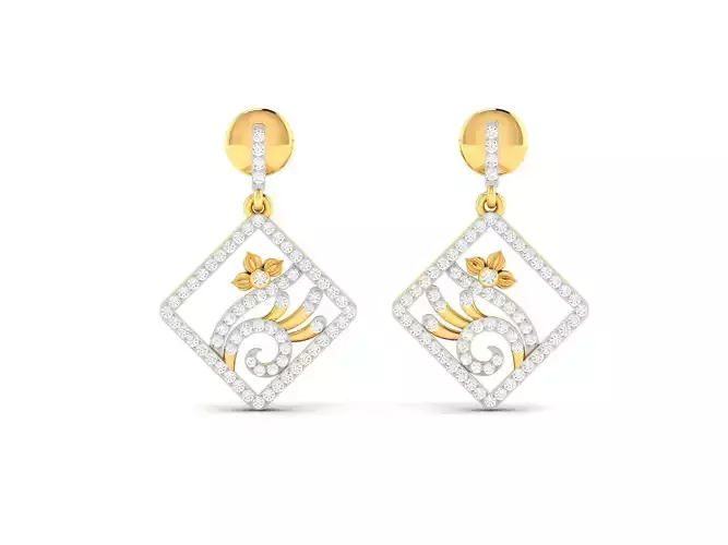 Earrings-2746 gold earring with diamonds 3D print model