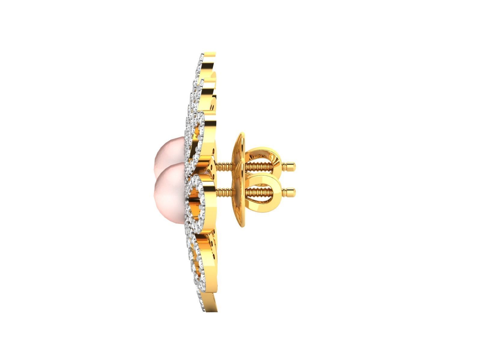 Earrings-2745 diamond flower stud earrings 3D print model_4