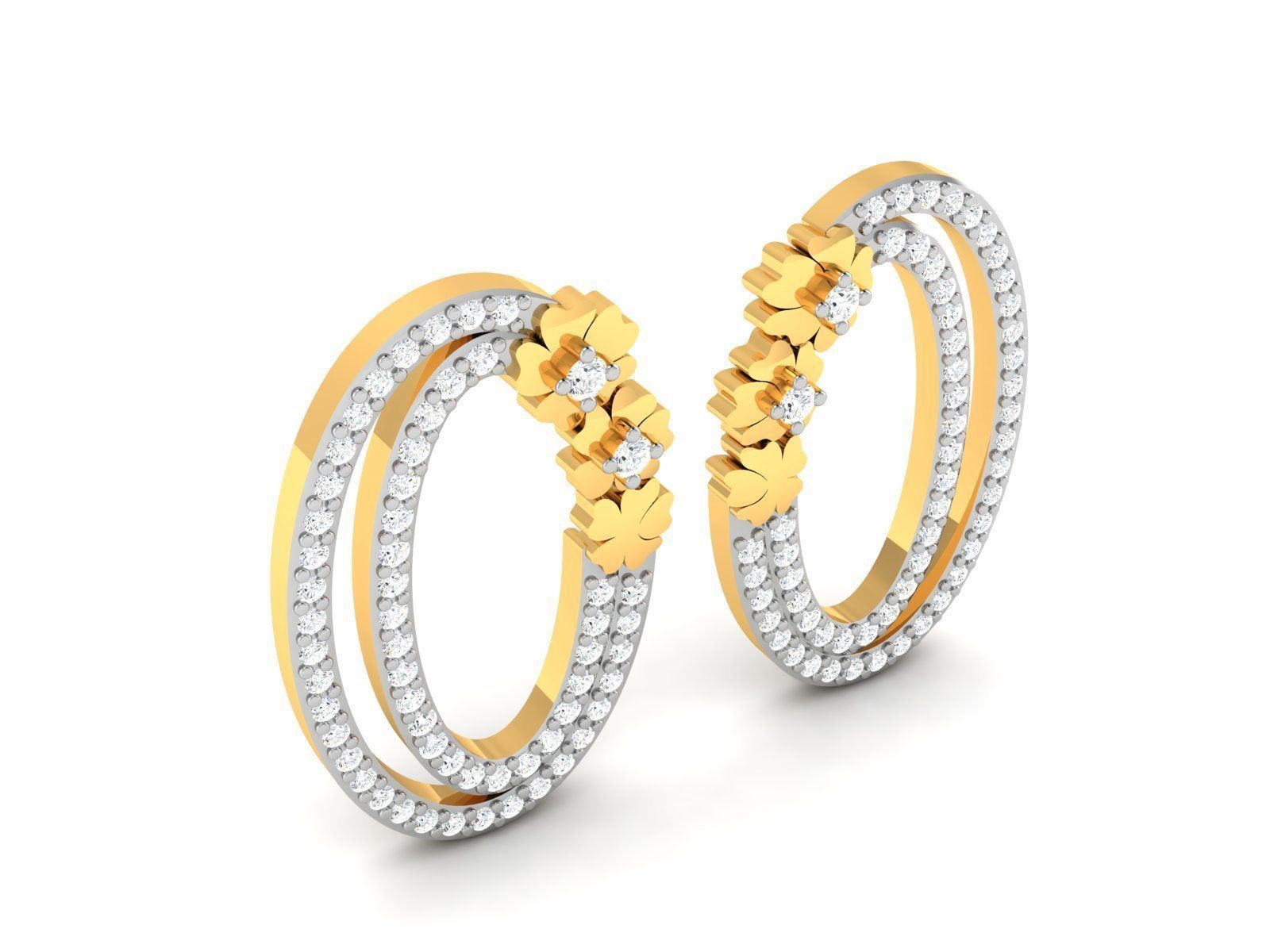 Earrings-2744 two gold hoop earrings with diamonds 3D print model_2