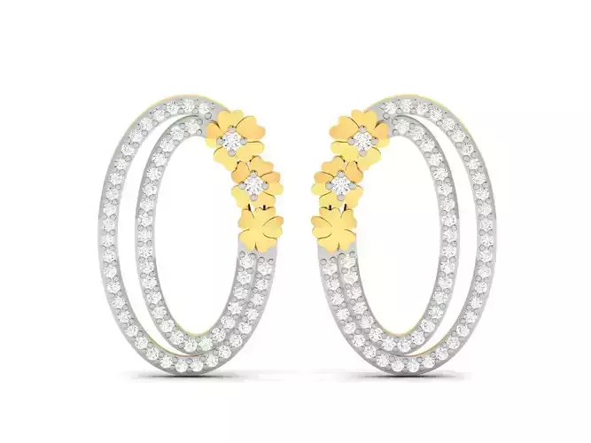 Earrings-2744 two gold hoop earrings with diamonds 3D print model