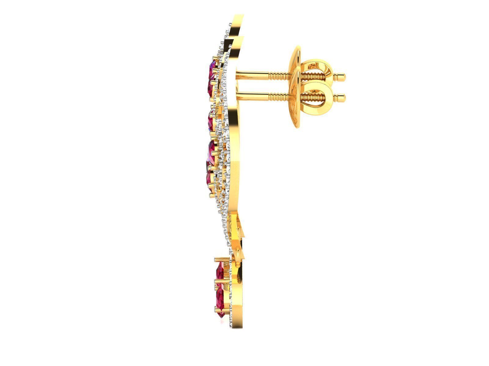 Earrings-2739 earring with diamonds and rubies 3D print model_5