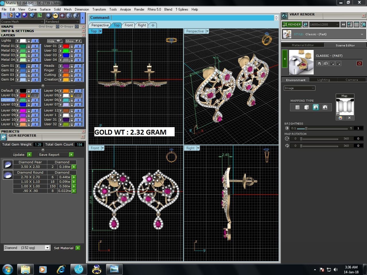 Earrings-2739 earring with diamonds and rubies 3D print model_7