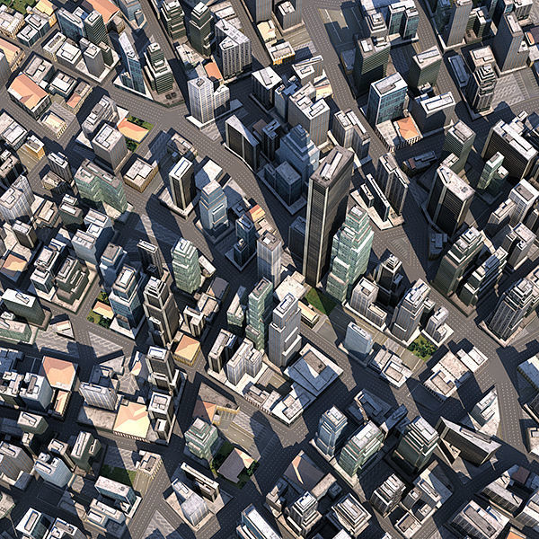 LowPoly City Textured Low-poly 3D model_3