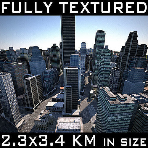LowPoly City Textured Low-poly 3D model