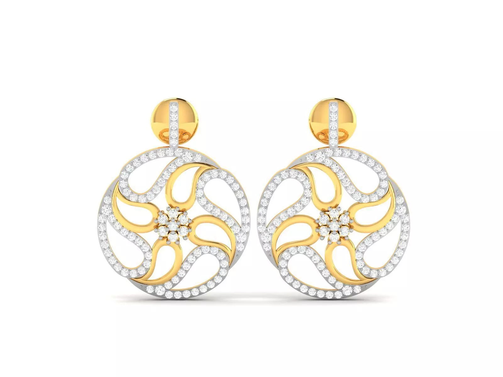 Earrings-2738 pair of gold earrings with diamonds 3D print model_0