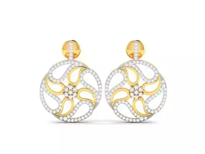 Earrings-2738 pair of gold earrings with diamonds 3D print model