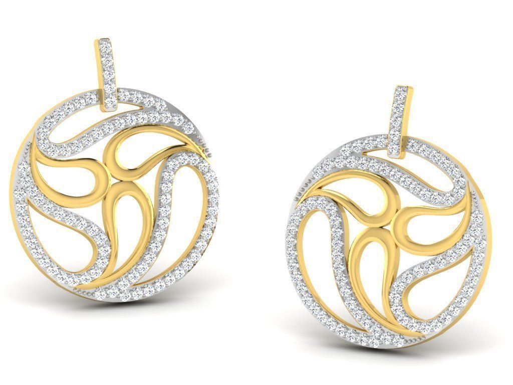 Earrings-2738 pair of gold earrings with diamonds 3D print model_6