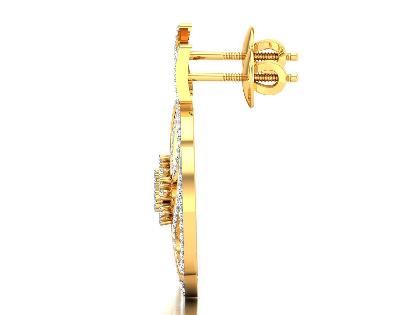 Earrings-2738 pair of gold earrings with diamonds 3D print model_4