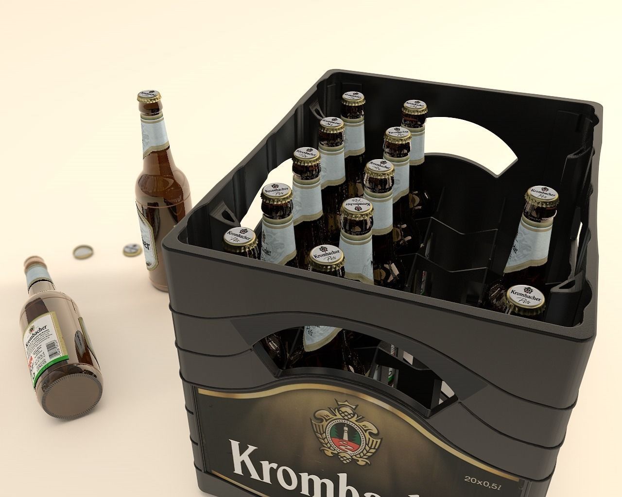 Krombacher Beer box with bottles 3D model_2