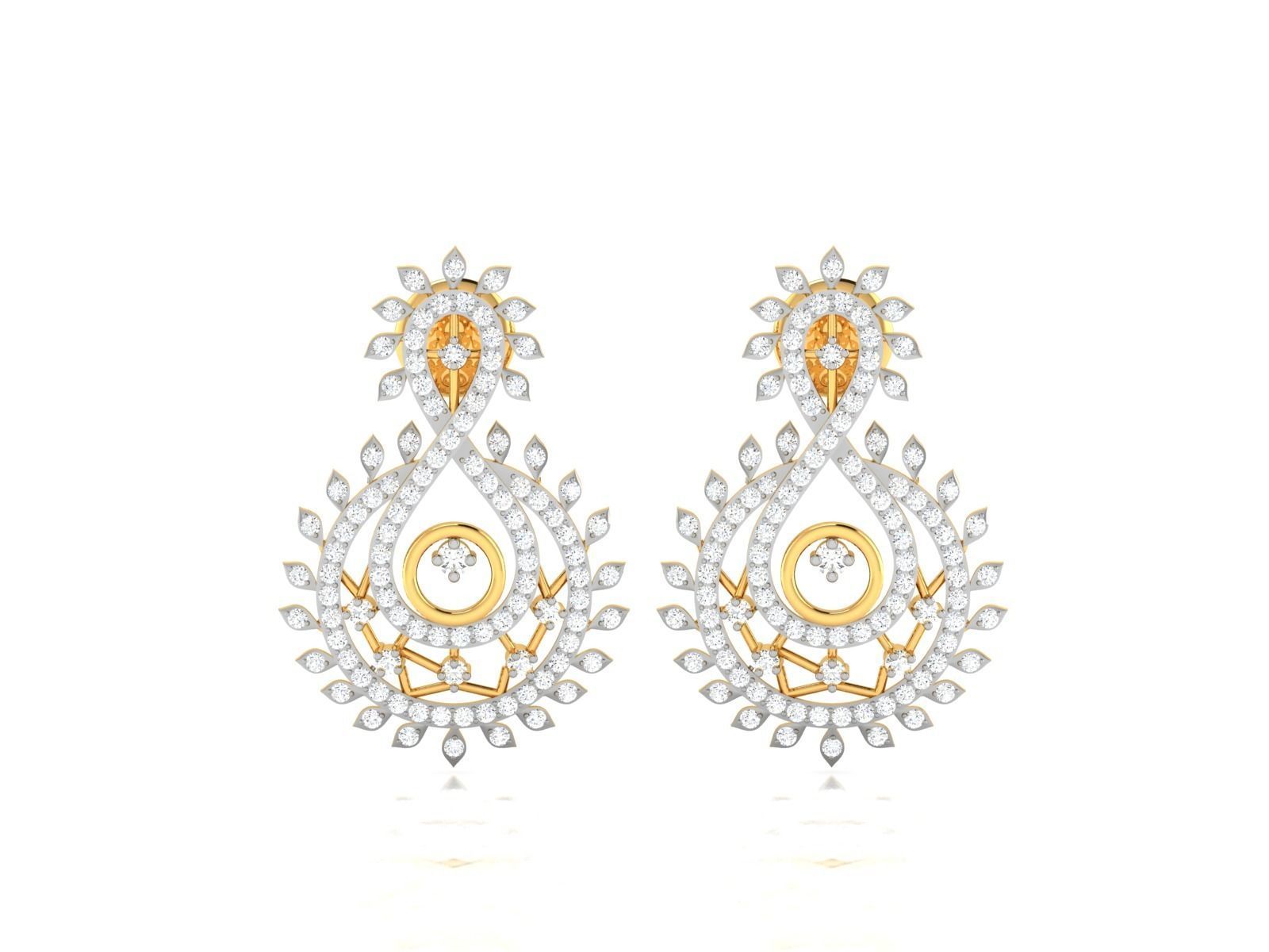 Earrings-2730 gold earring with diamonds 3D print model_4