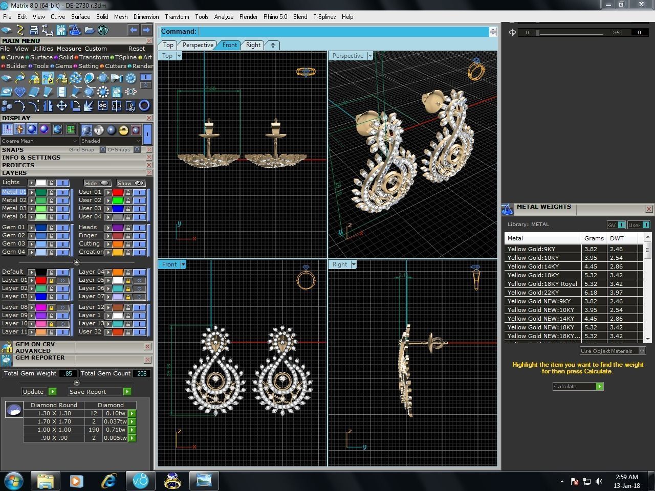 Earrings-2730 gold earring with diamonds 3D print model_7