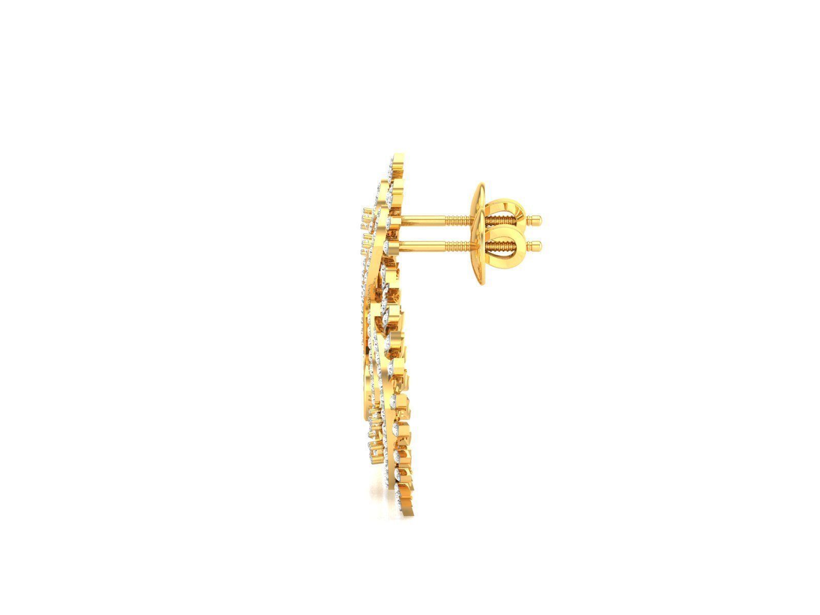 Earrings-2730 gold earring with diamonds 3D print model_6