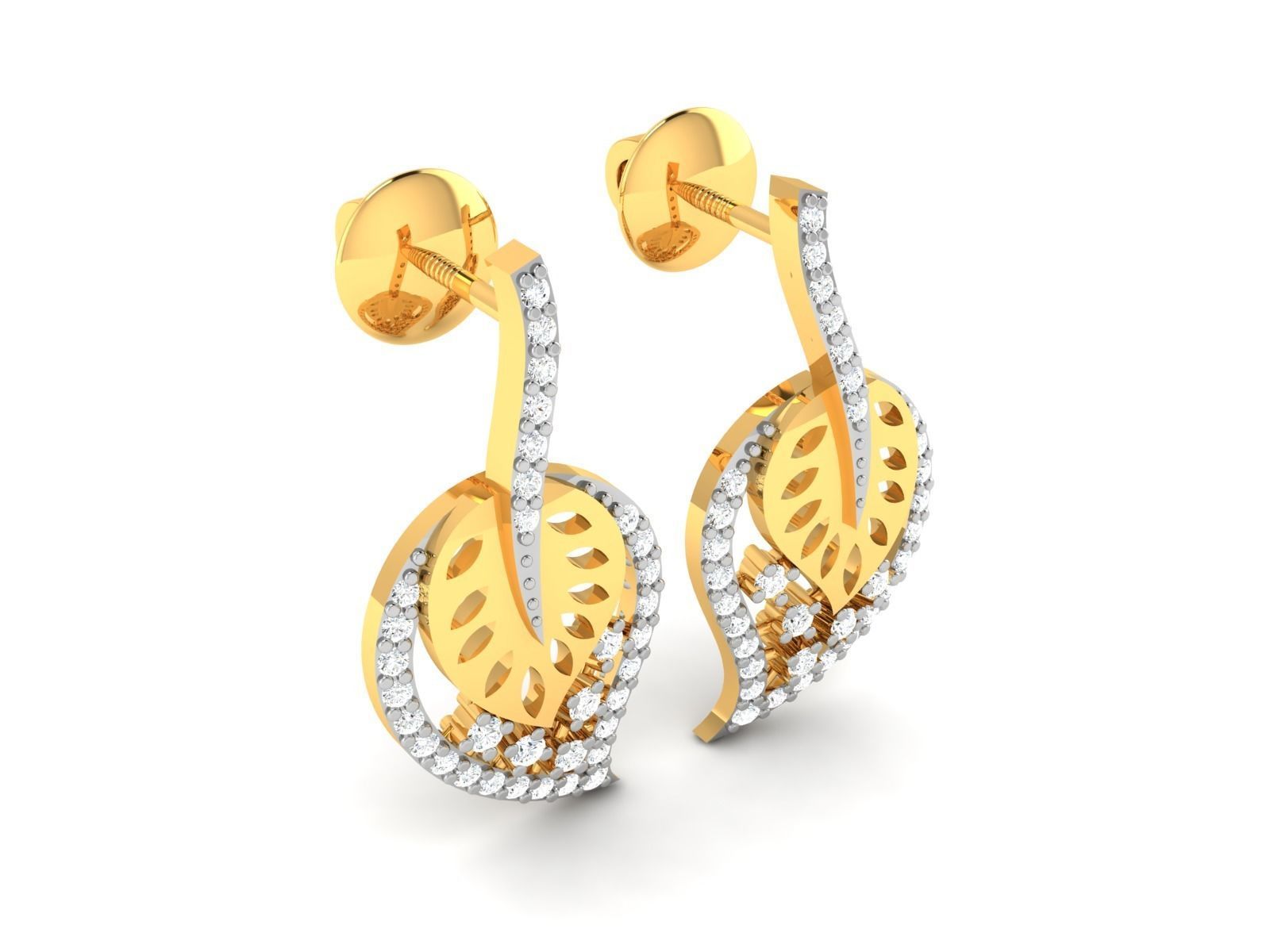 Earrings-2728 diamond earring gold 3D print model_3