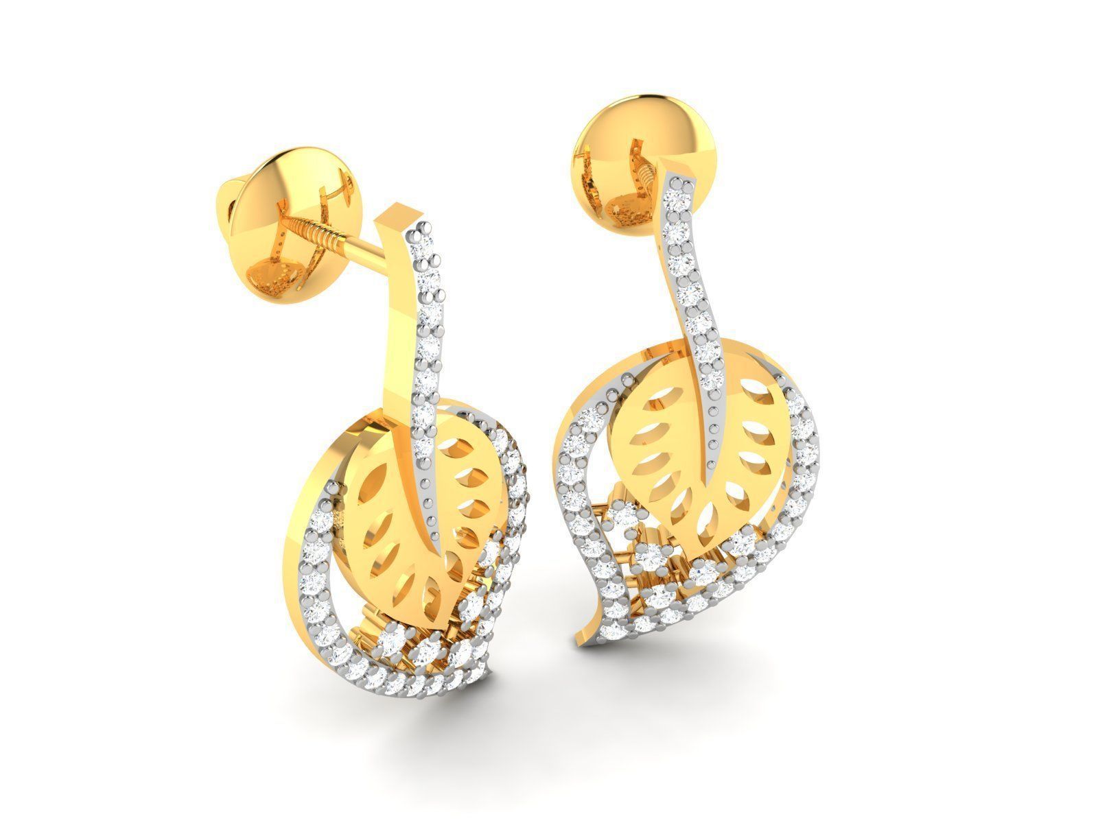 Earrings-2728 diamond earring gold 3D print model_1