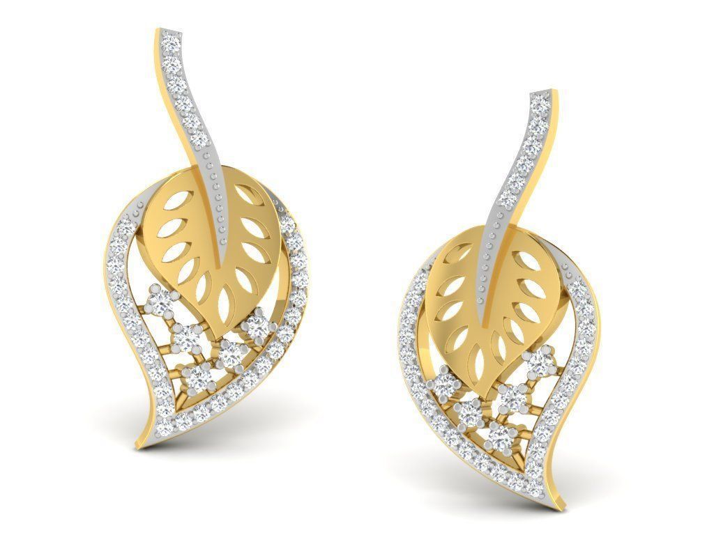 Earrings-2728 diamond earring gold 3D print model_8