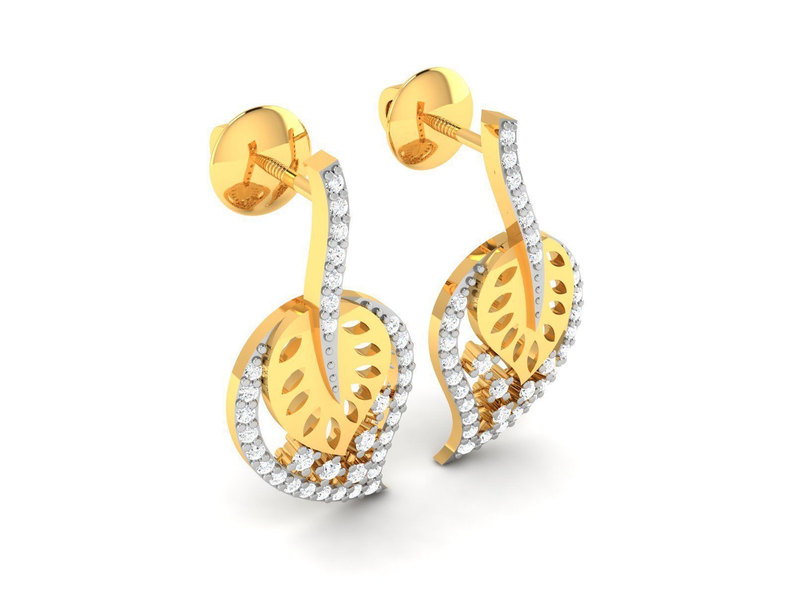 Earrings-2728 diamond earring gold 3D print model_4