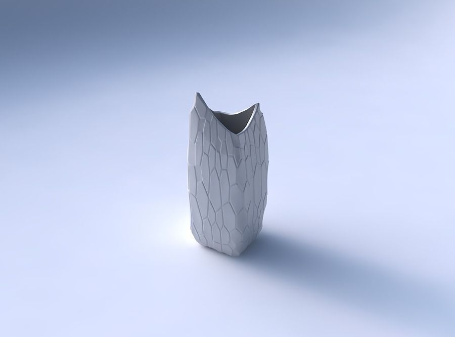 Vase double arc rectangle with organic cells 3D print model_3