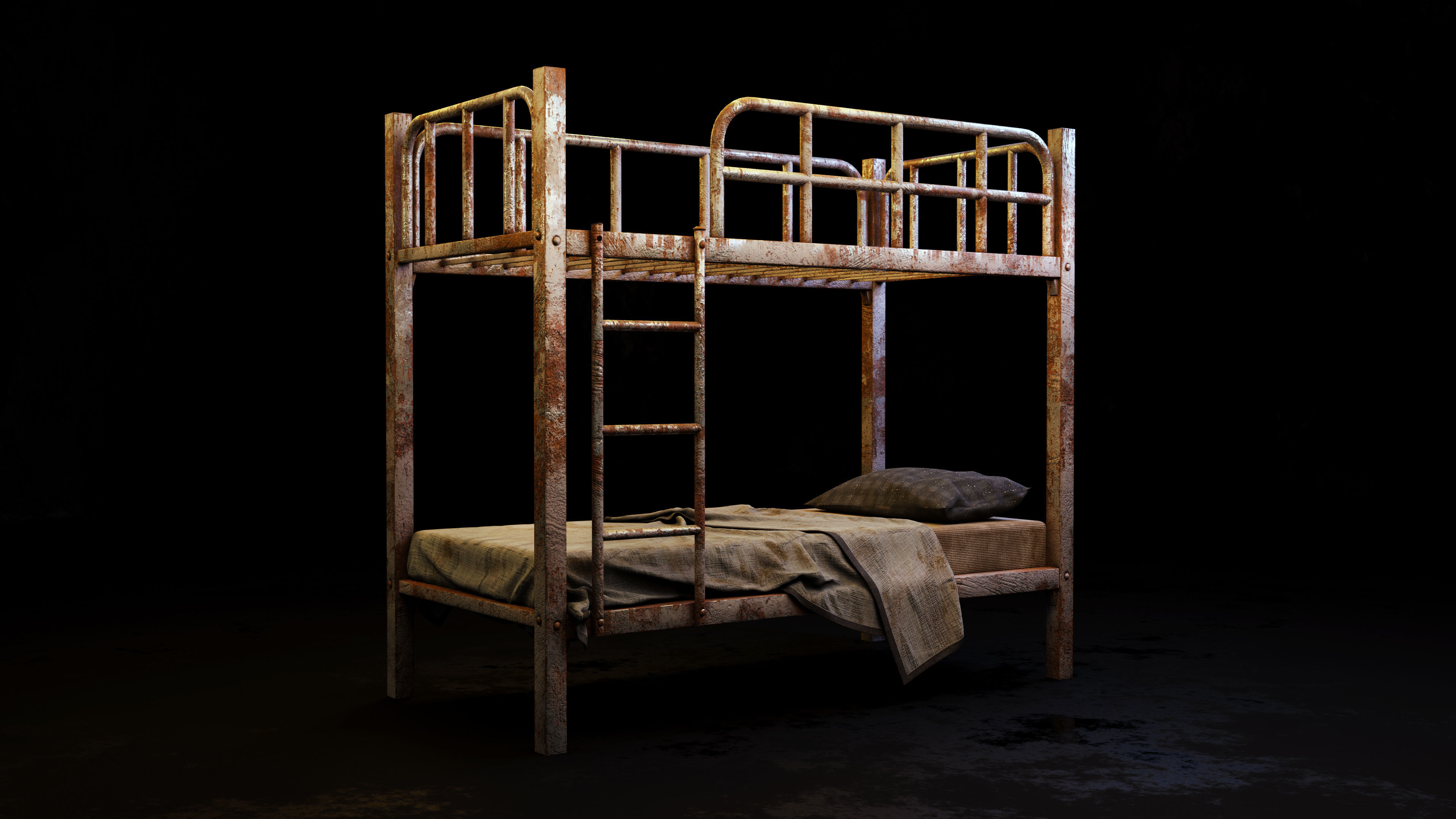 Childrens old Bed 3D model_3