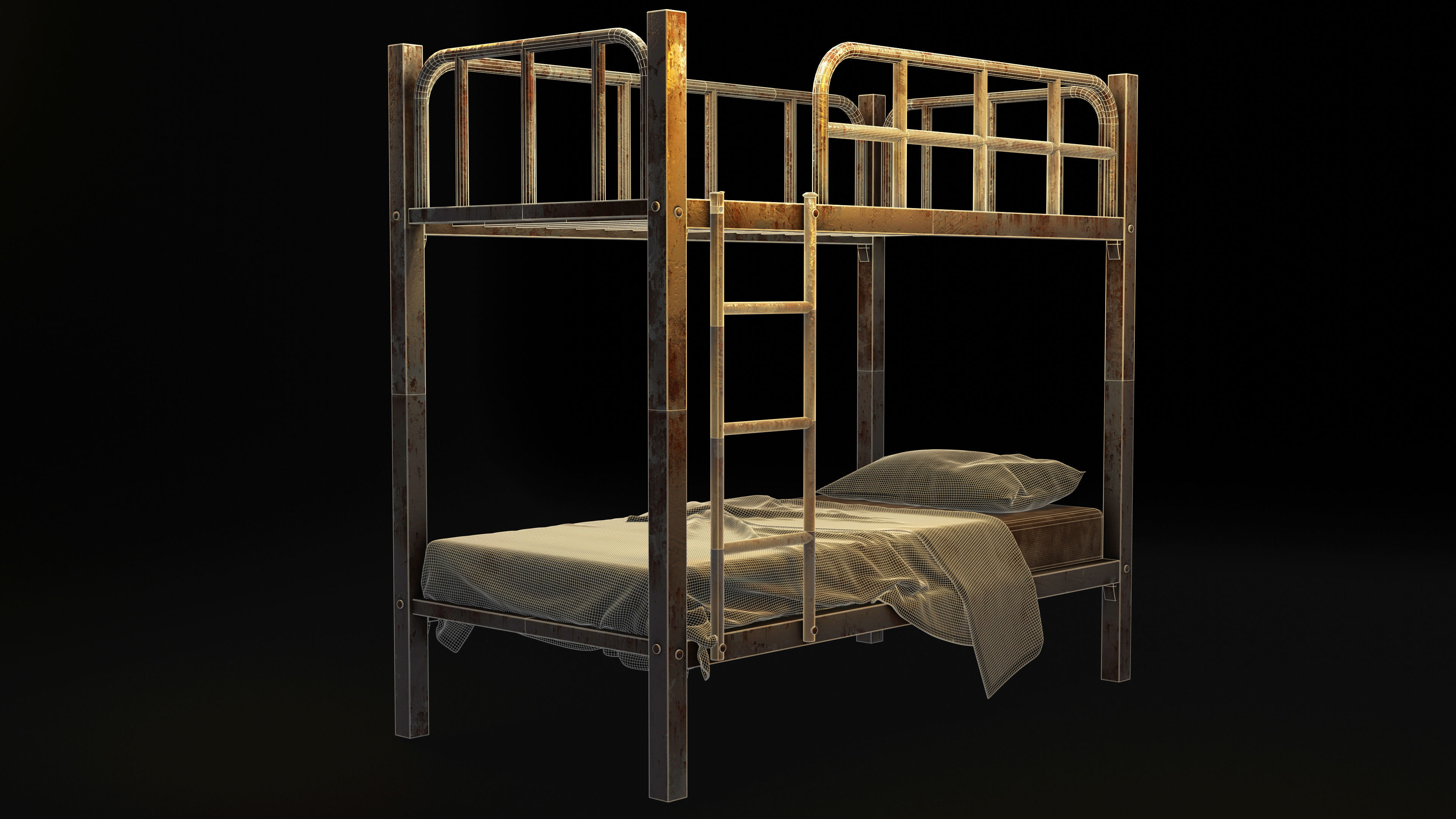 Childrens old Bed 3D model_5