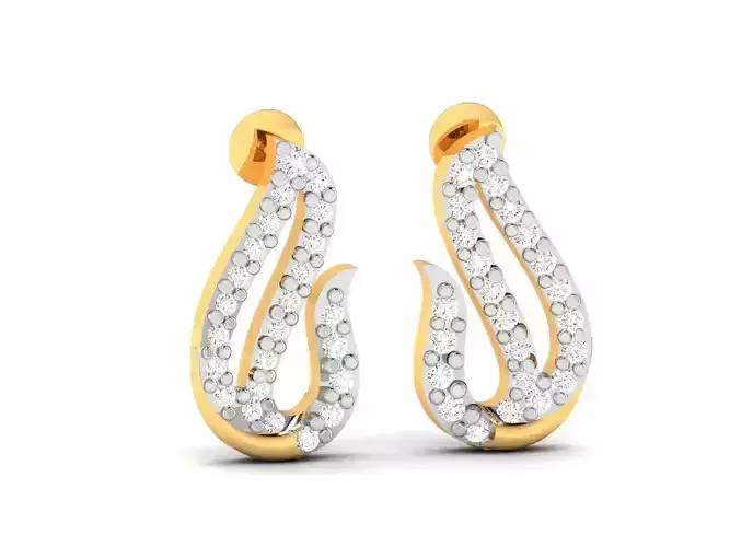 Earrings-3034 two diamond earrings gold