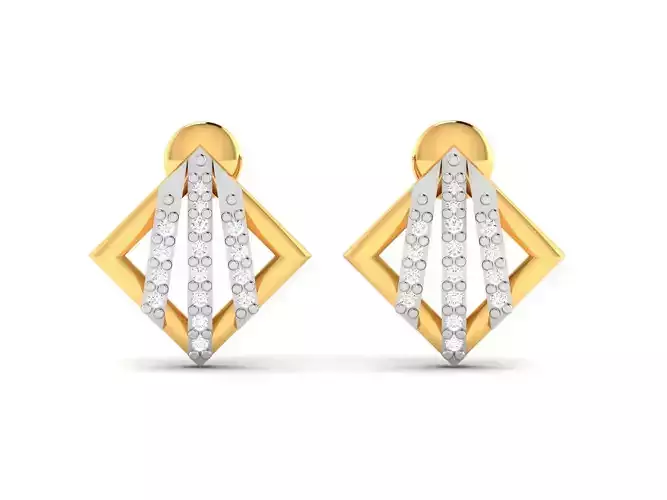 Earrings-3031 two diamond earrings gold
