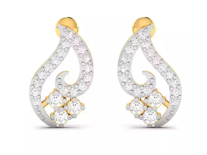 Earrings-3025 pair of diamond earrings gold and gold