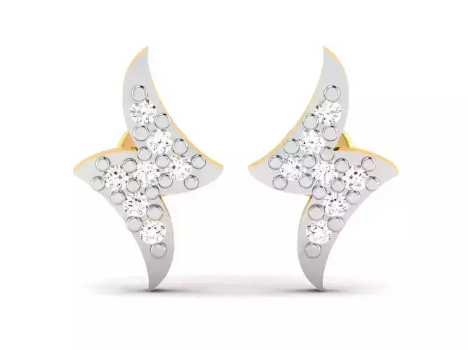 Earrings-3023 gold diamond stud earring 3D print model