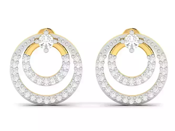 Earrings-3021 circular diamond earrings gold