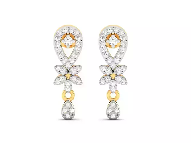 Earrings-3020 diamond dangle earrings in gold 3D print model