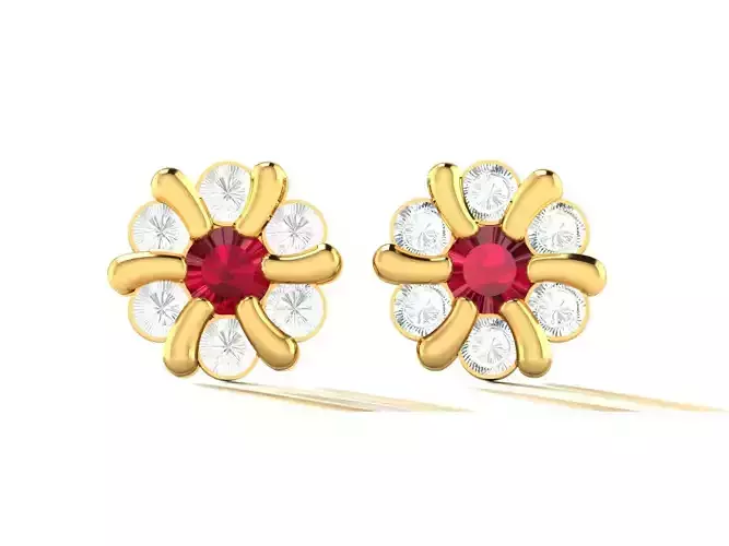 Earrings-3018 gold ring with diamonds 3D print model